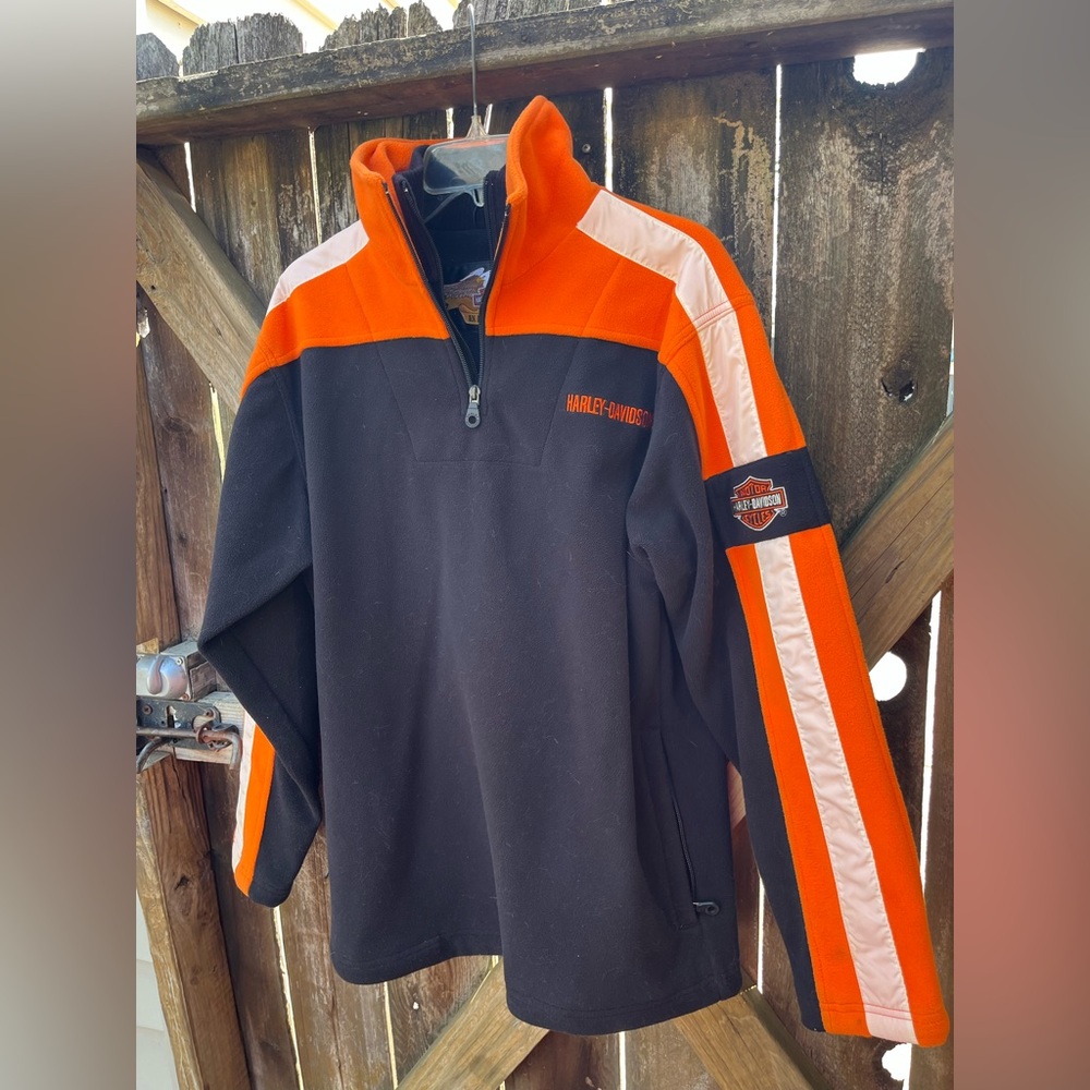 Harley-Davidson Black and Orange Quarter-Zip Pullover